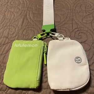 NEW Lululemon Dual Pouch Wristlet New lime green & cream NEW